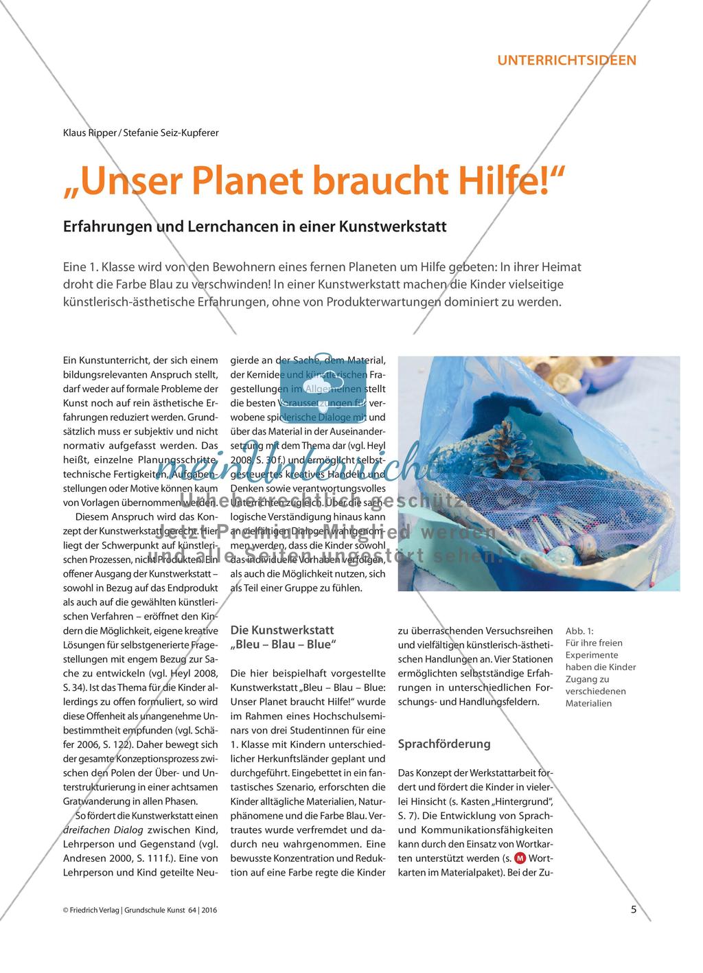 „Unser Planet braucht Hilfe!“ - Erfahrungen und Lernchancen in einer Kunstwerkstatt Preview 1