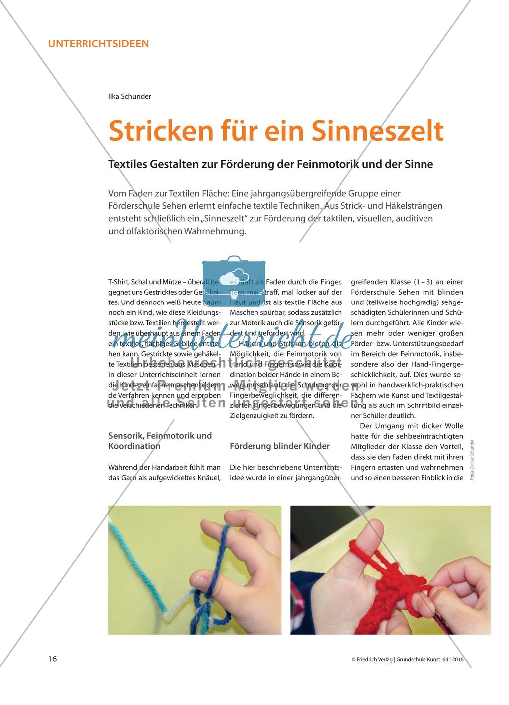 Stricken für ein Sinneszelt - Textiles Gestalten zur Förderung der Feinmotorik und der Sinne Preview 1