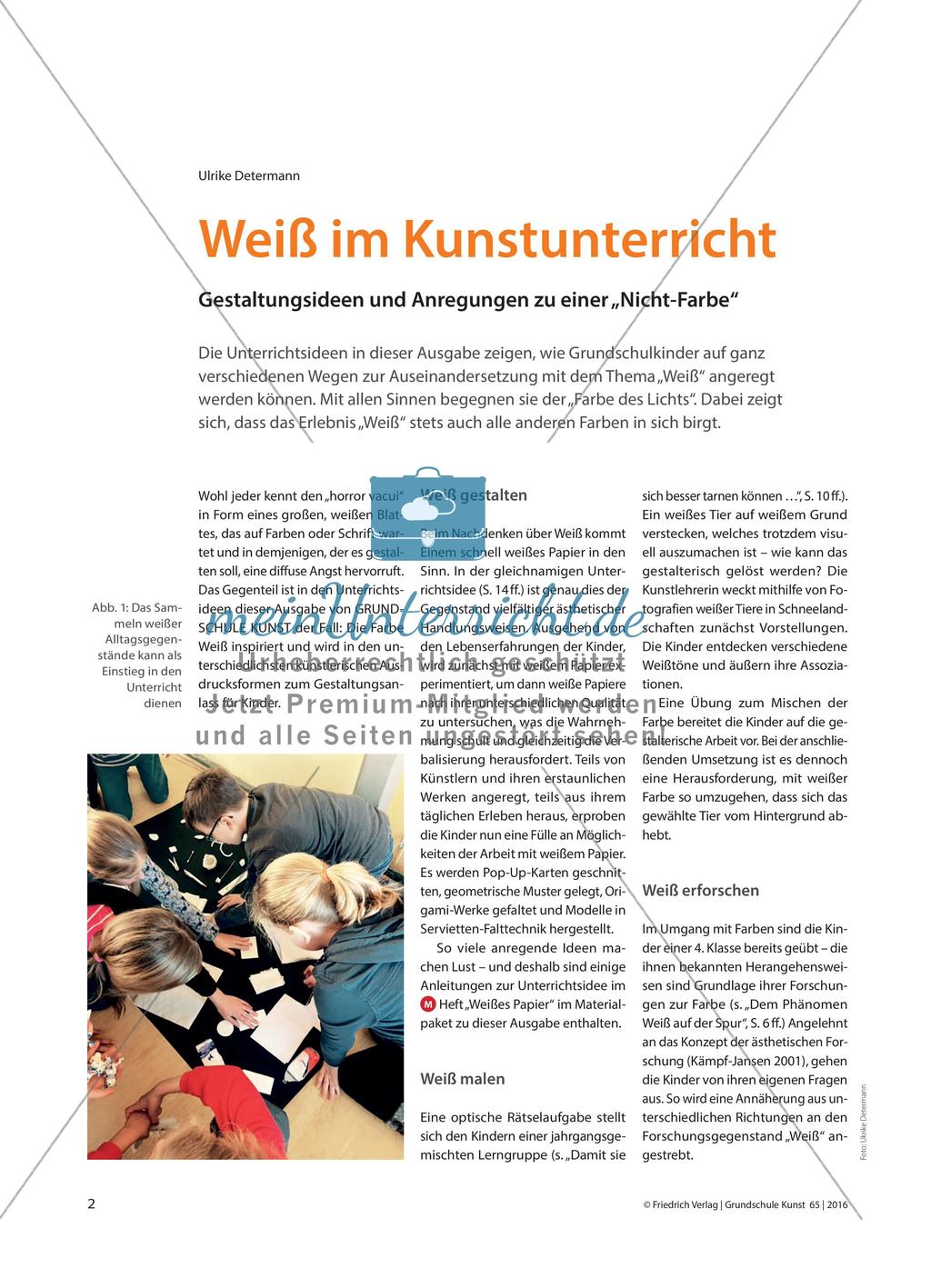 Weiß im Kunstunterricht - Gestaltungsideen und Anregungen zu einer „Nicht-Farbe“ Preview 1