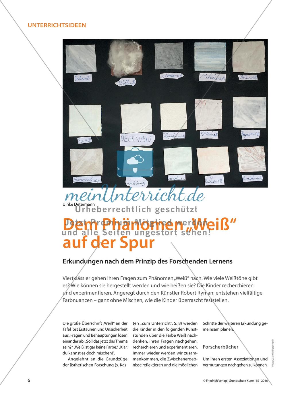 Dem Phänomen „Weiß“ auf der Spur - Erkundungen nach dem Prinzip des Forschenden Lernens Preview 1