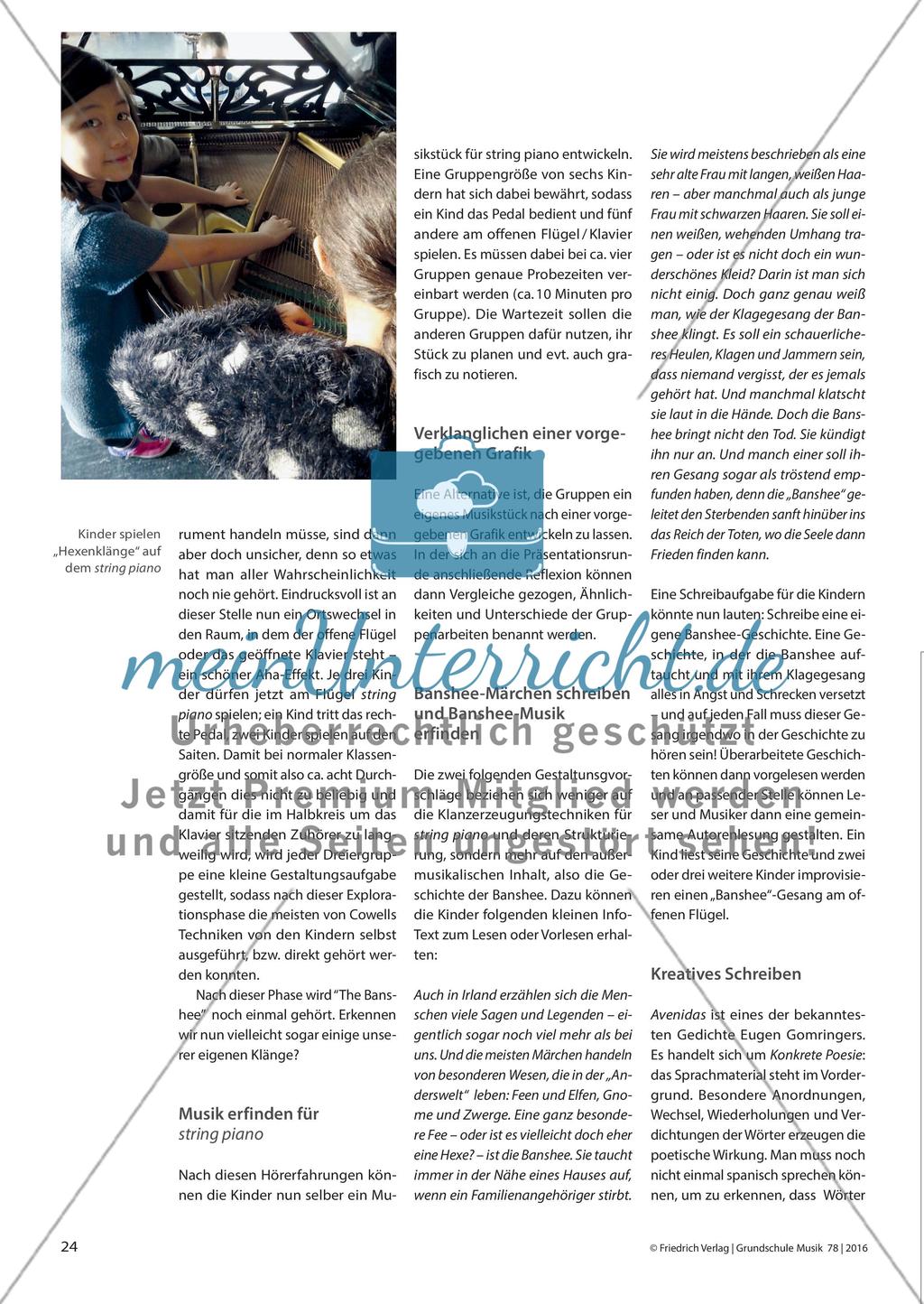 Die Hexe „Banshee“ - Experimentelle Klaviermusik mit Kindern hören und selbst gestalten Preview 3