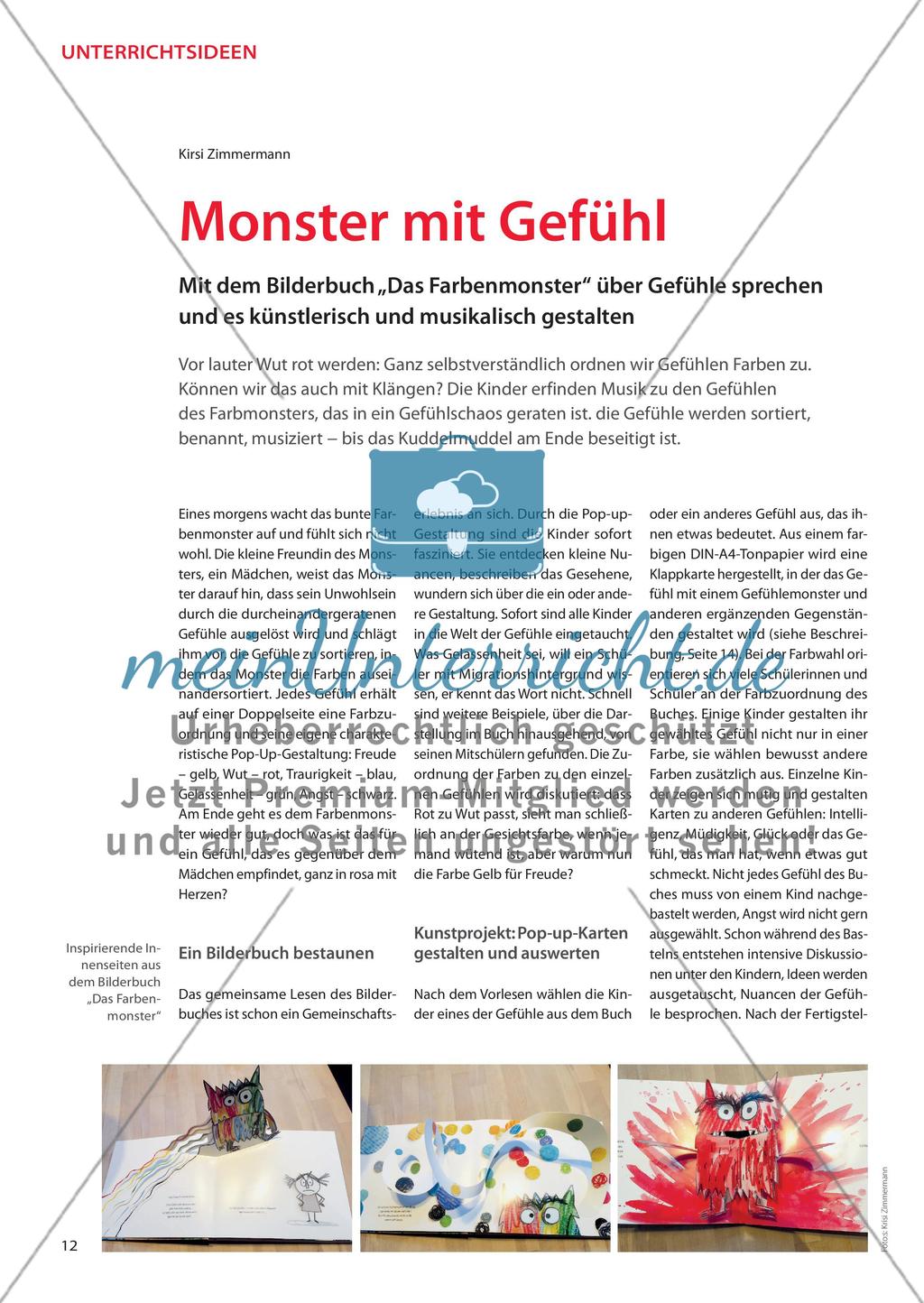 Monster mit Gefühl - Mit dem Bilderbuch „Das Farbenmonster“ über Gefühle sprechen und es künstlerisch und musikalisch gestalten Preview 1