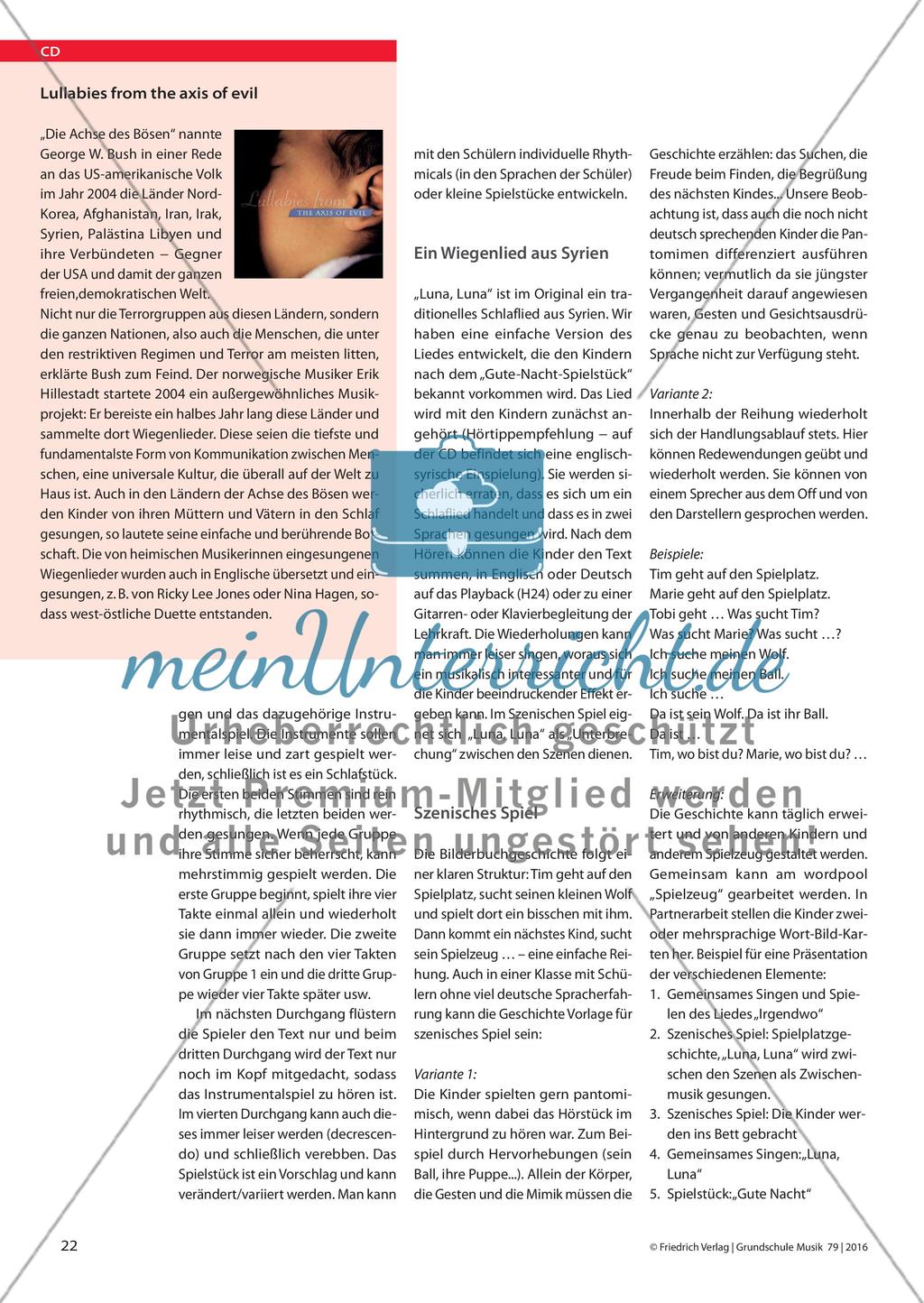 „Schlaf gut, kleiner Wolf“ - Ein deutsch-arabisches Bilderbuch im Musikunterricht Preview 3