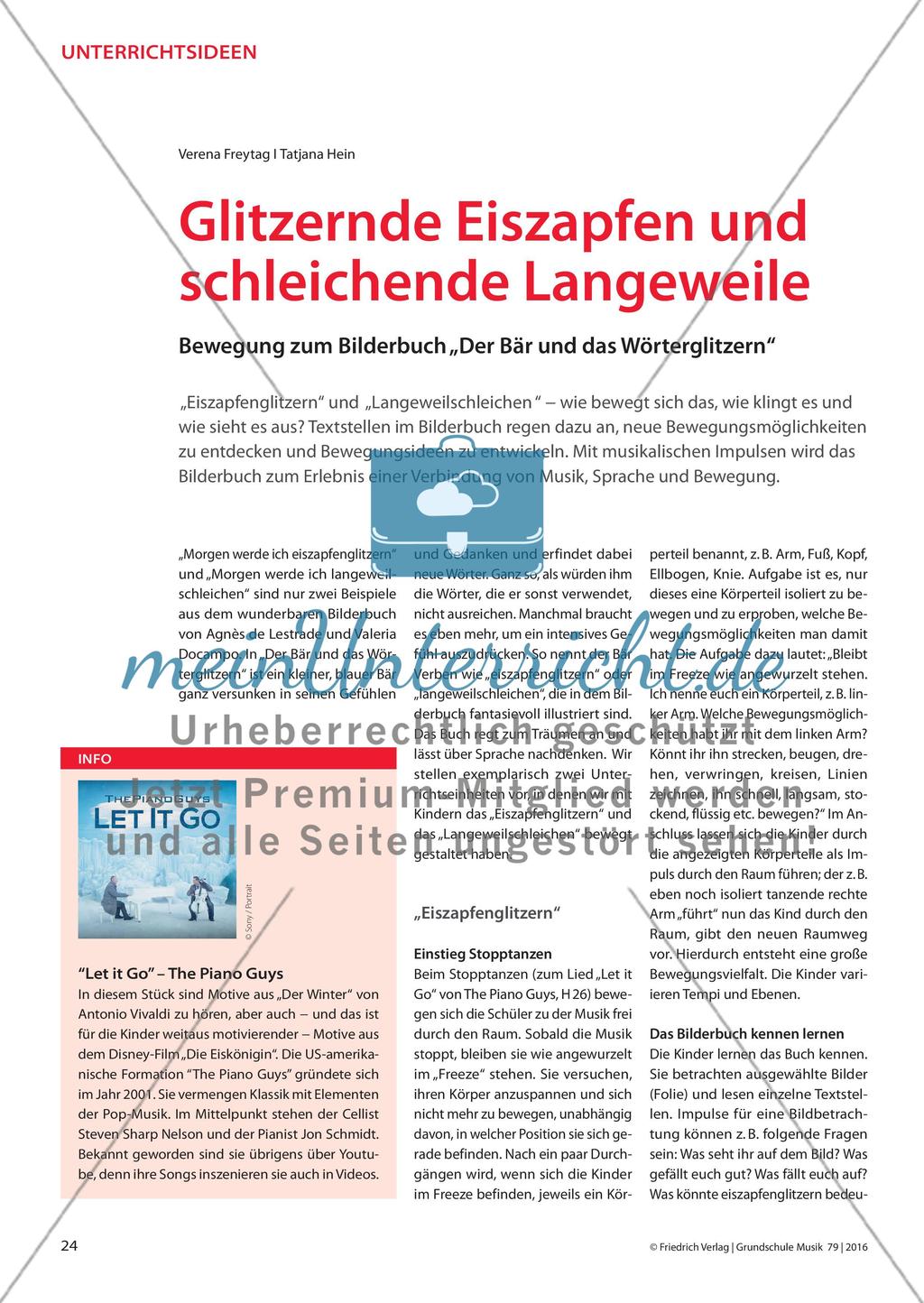 Glitzernde Eiszapfen und schleichende Langeweile - Bewegung zum Bilderbuch „Der Bär und das Wörterglitzern“ Preview 1