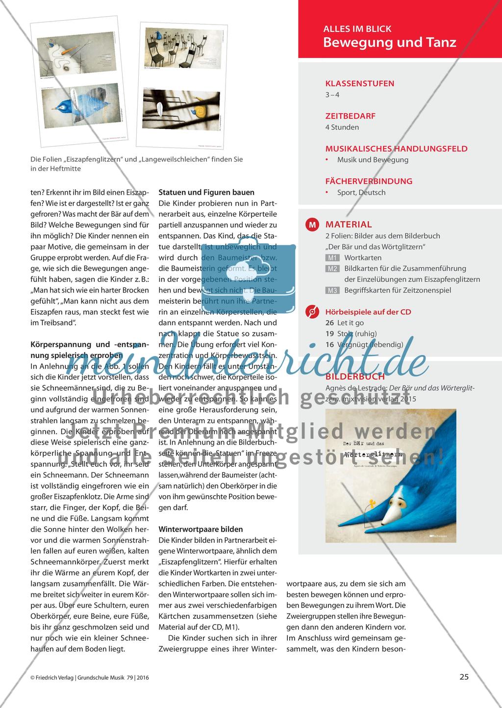Glitzernde Eiszapfen und schleichende Langeweile - Bewegung zum Bilderbuch „Der Bär und das Wörterglitzern“ Preview 2