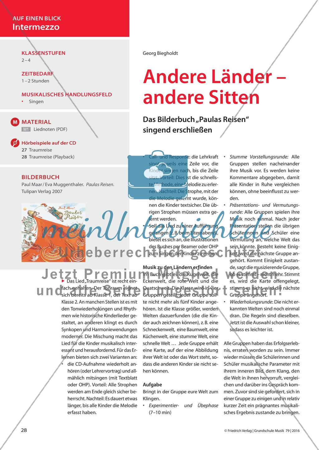 Andere Länder – andere Sitten: Das Bilderbuch „Paulas Reisen“ singend erschließen Preview 1