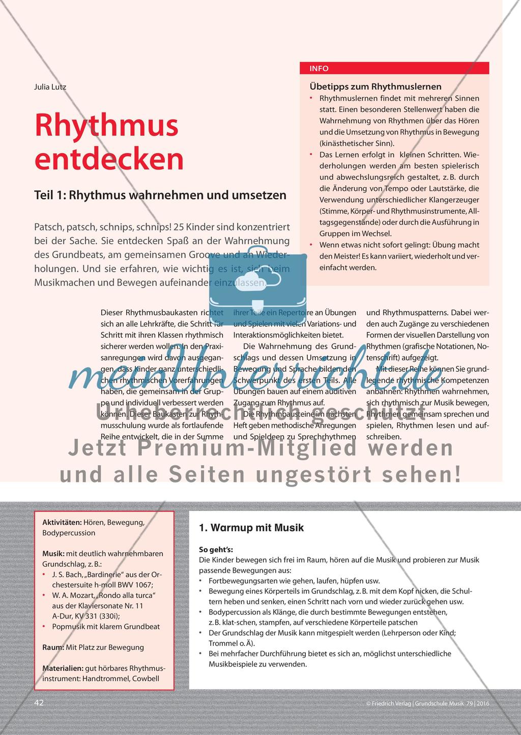 Rhythmus entdecken - Teil 1: Rhythmus wahrnehmen und umsetzen Preview 1