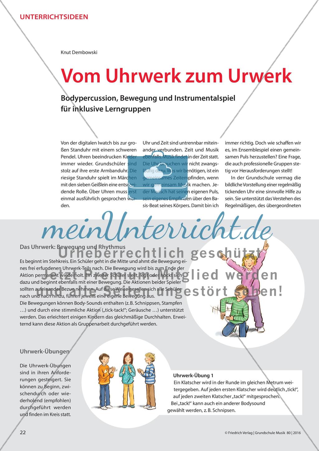 Vom Uhrwerk zum Urwerk - Bodypercussion, Bewegung und Instrumentalspiel für inklusive Lerngruppen Preview 1