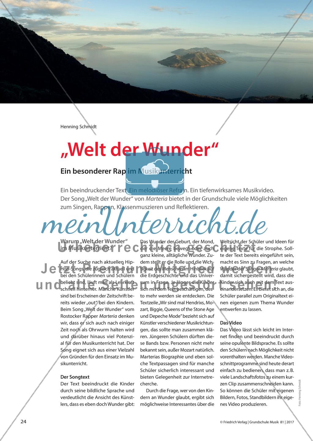 „Welt der Wunder“ - Ein besonderer Rap im Musikunterricht Preview 1