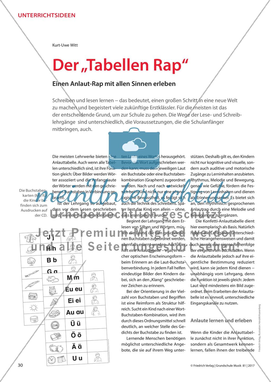 Der „Tabellen Rap“ - Einen Anlaut-Rap mit allen Sinnen erleben Preview 1