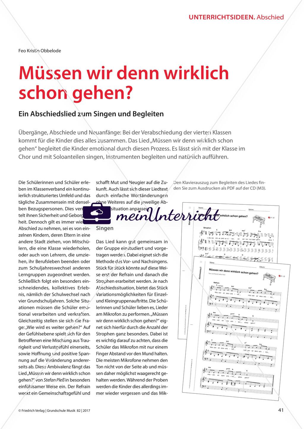 Müssen wir denn wirklich schon gehen? - Ein Abschiedslied zum Singen und Begleiten Preview 1