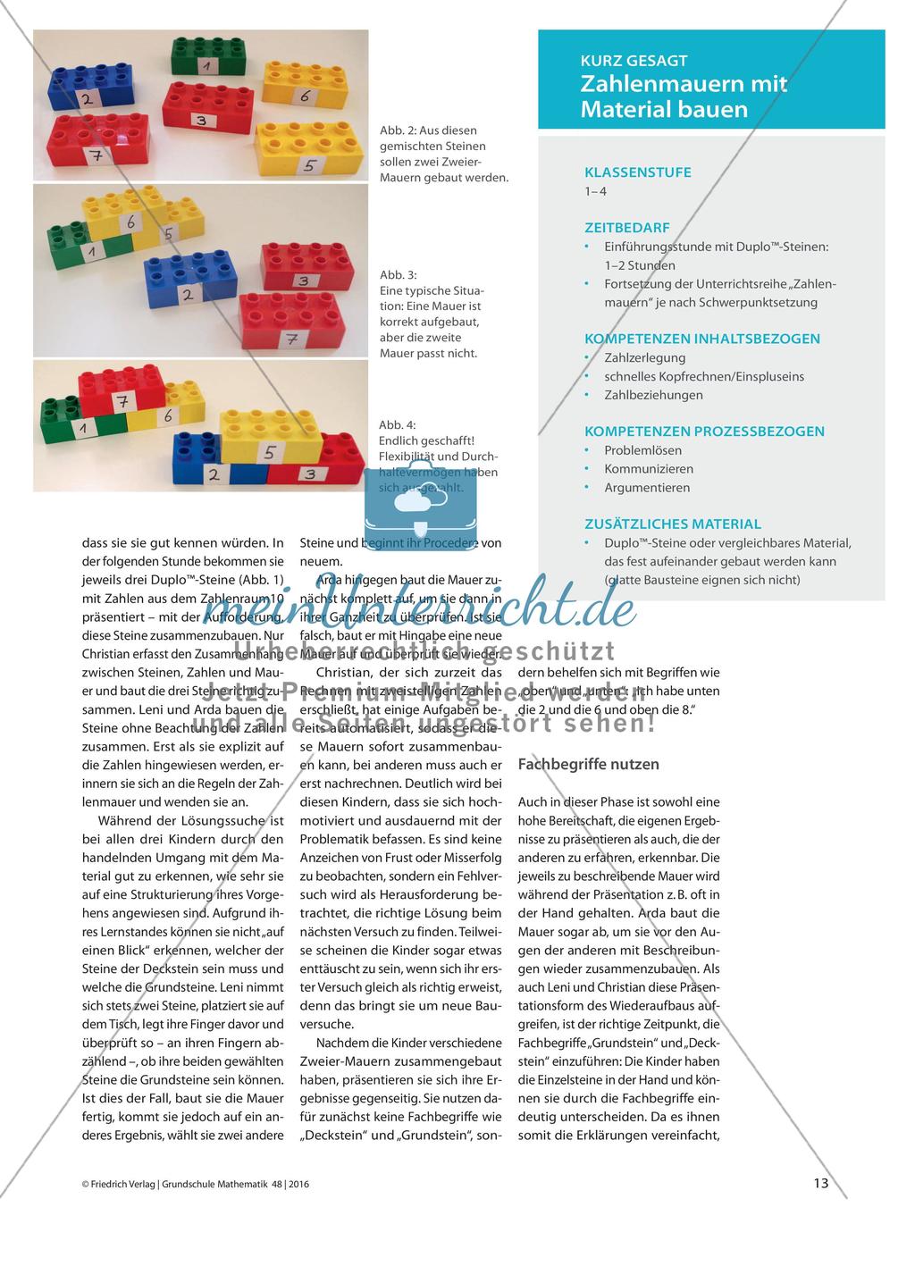 Vor dem Rechnen kommt das Mauern - Zahlenmauern mit Material konstruieren lassen Preview 2