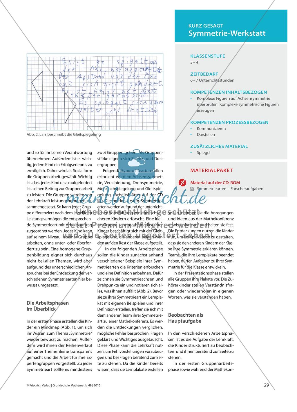 Leistungen im Blick - Symmetrieverständnis differenziert und prozessbezogen beobachten Preview 2