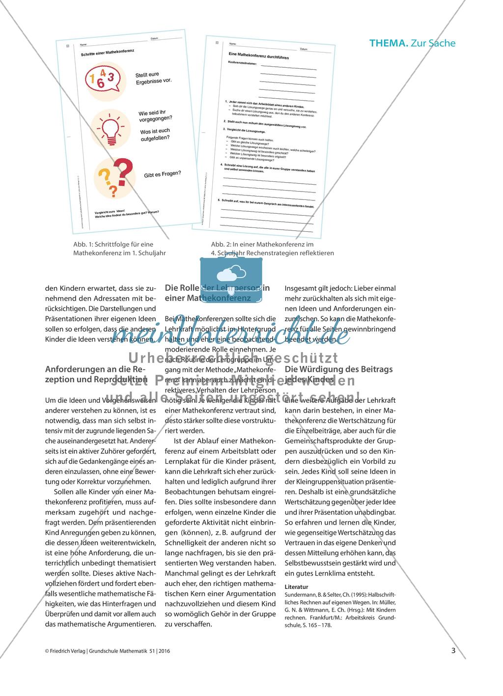 Über Mathematik reden - Prozessbezogene und soziale Kompetenzen stärken durch den Austausch mit anderen in Mathekonferenzen Preview 2