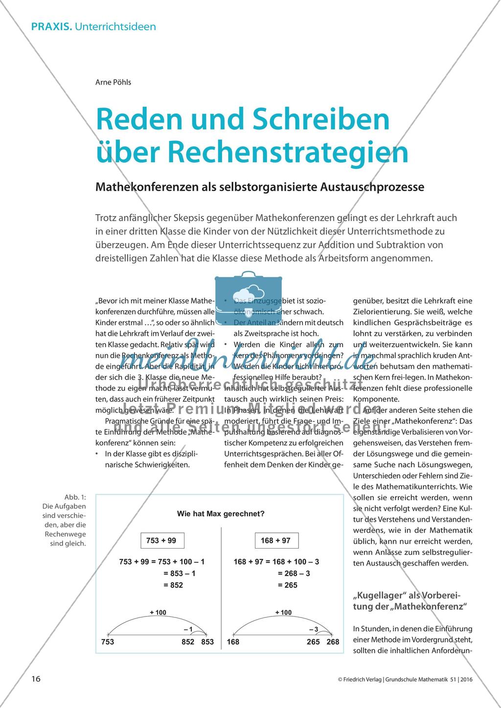 Reden und Schreiben über Rechenstrategien - Mathekonferenzen als selbstorganisierte Austauschprozesse Preview 1