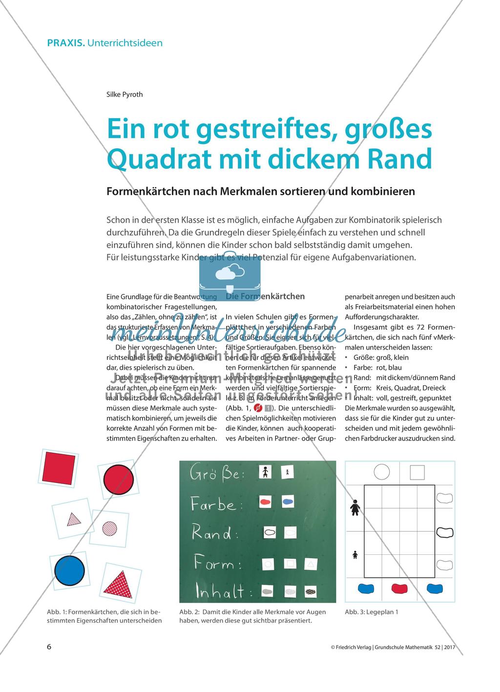 Ein rot gestreiftes, großes Quadrat mit dickem Rand - Formenkärtchen nach Merkmalen sortieren und kombinieren Preview 1