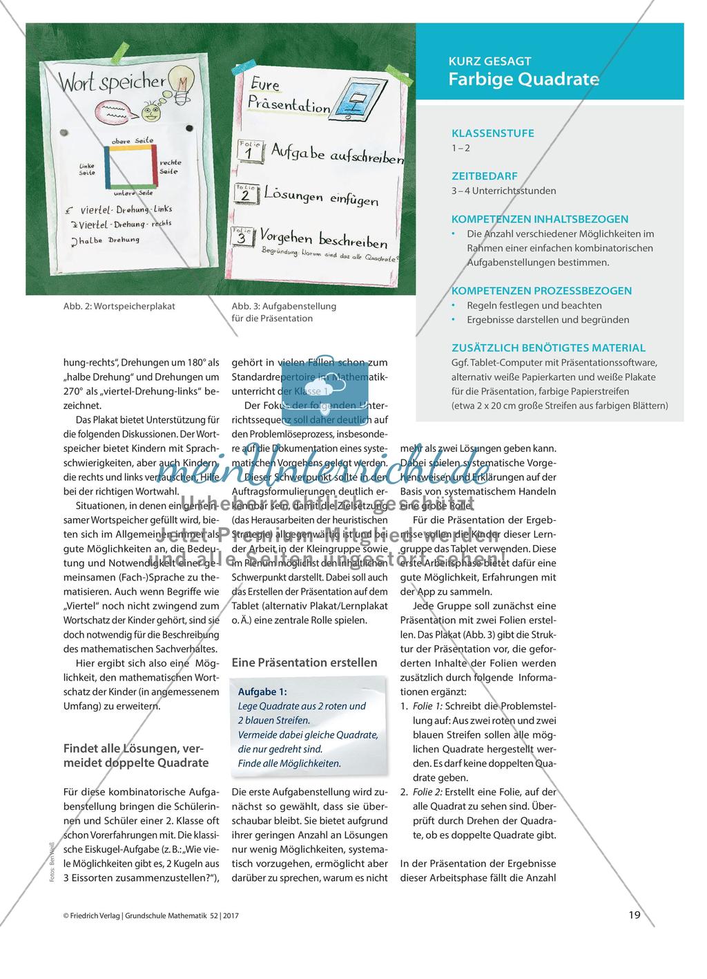 Farbige Quadrate - Problemlösestrategien beim Suchen von Variationen farbiger Quadrate entwickeln Preview 2