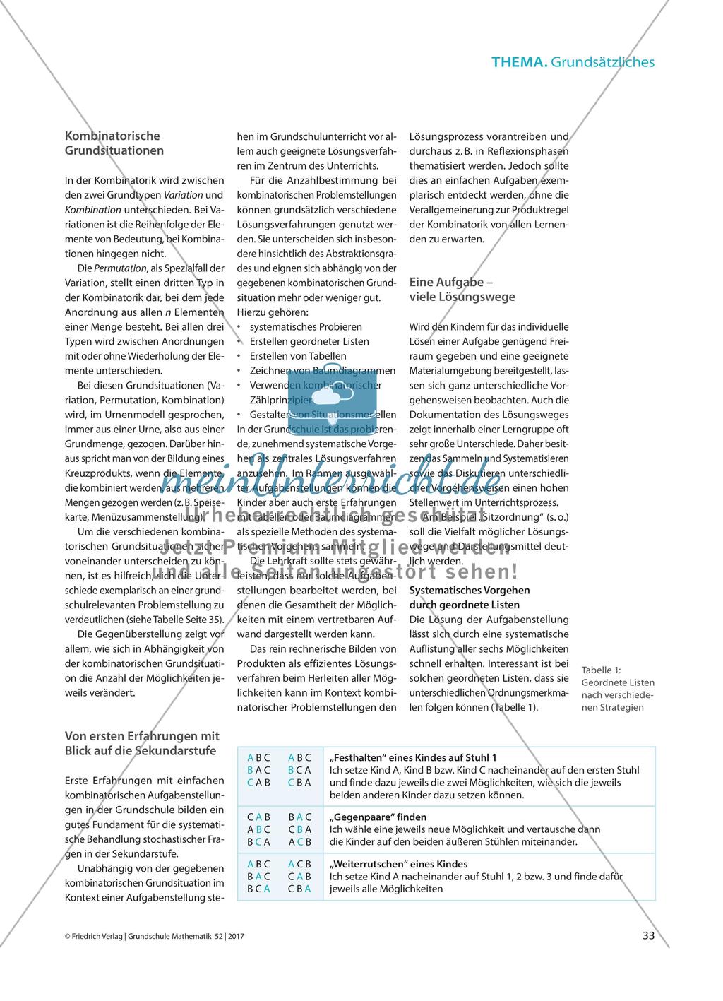 Kombinieren – Anordnen – Auswählen: Kombinatorische Grundsituationen verstehen und lösen Preview 2