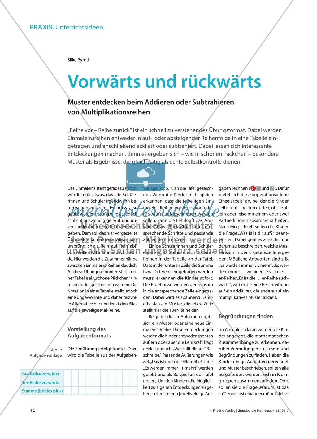 Vorwärts und rückwärts - Muster entdecken beim Addieren oder Subtrahieren von Multiplikationsreihen Preview 1