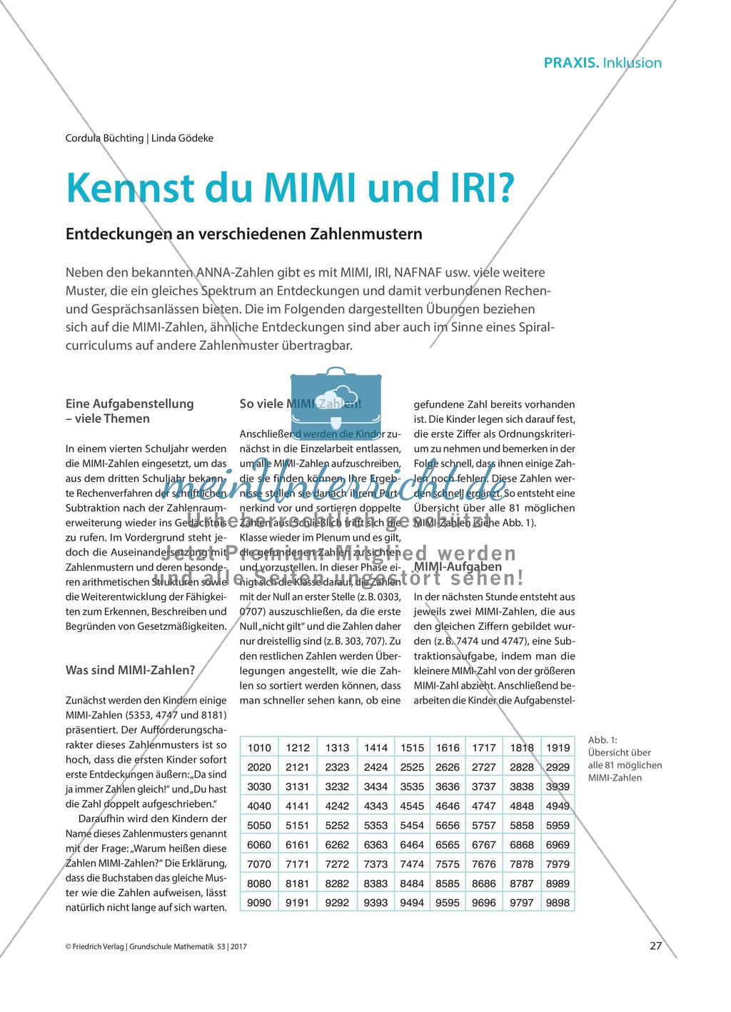 Kennst du MIMI und IRI? - Entdeckungen an verschiedenen Zahlenmustern Preview 1