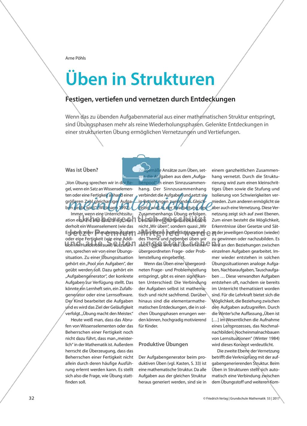 Üben in Strukturen - Festigen, vertiefen und vernetzen durch Entdeckungen Preview 1