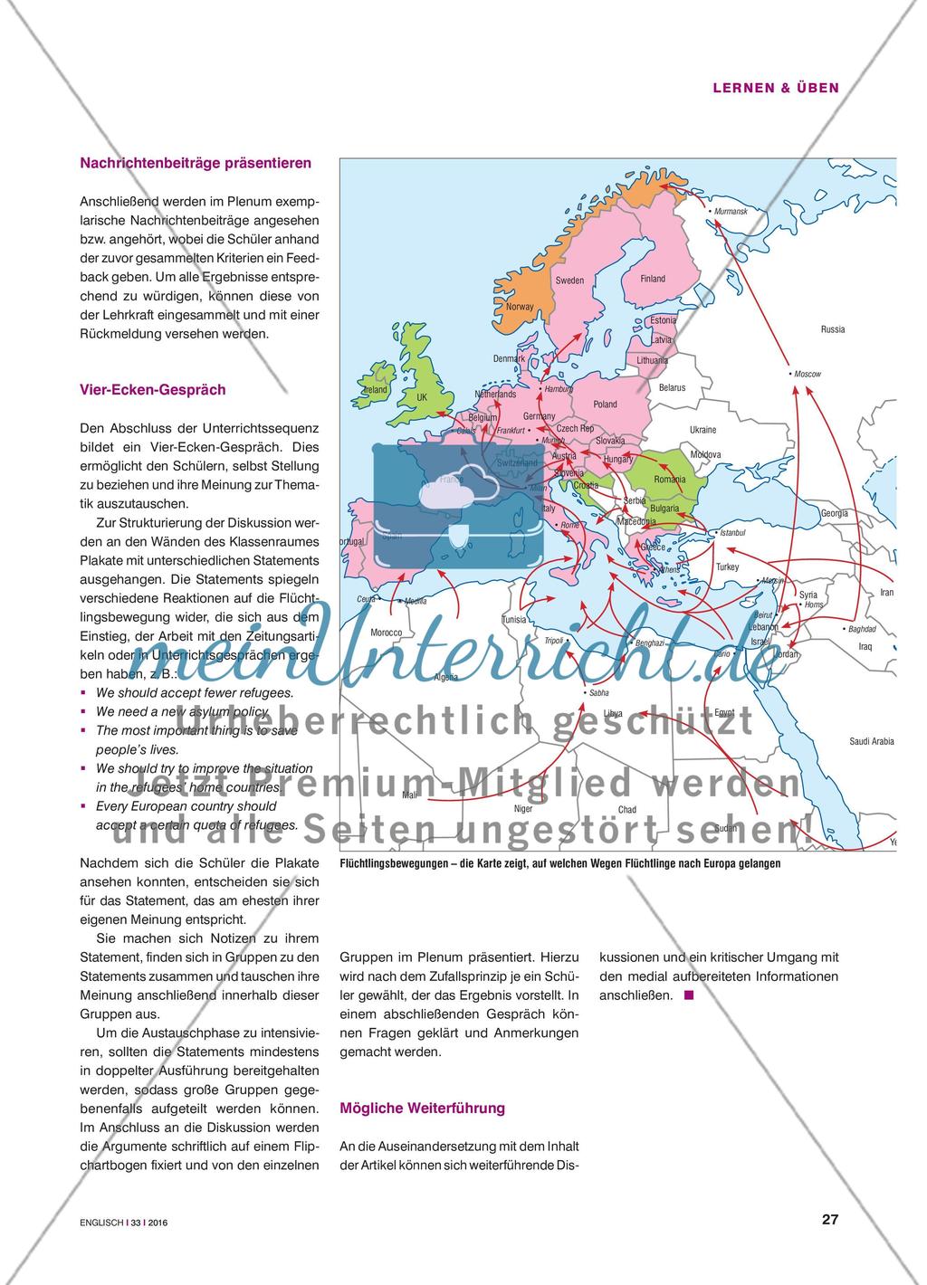 Refugees head for Europe - Zeitungsartikeln Informationen entnehmen und einen Nachrichtenbeitrag erstellen Preview 4
