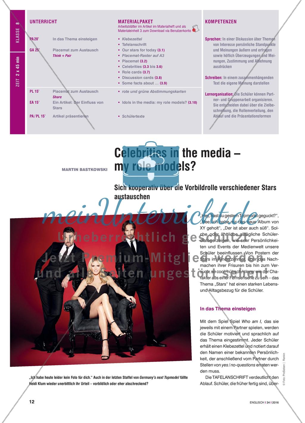 Celebrities in the media – my role models?: Sich kooperativ über die Vorbildrolle verschiedener Stars austauschen Preview 1