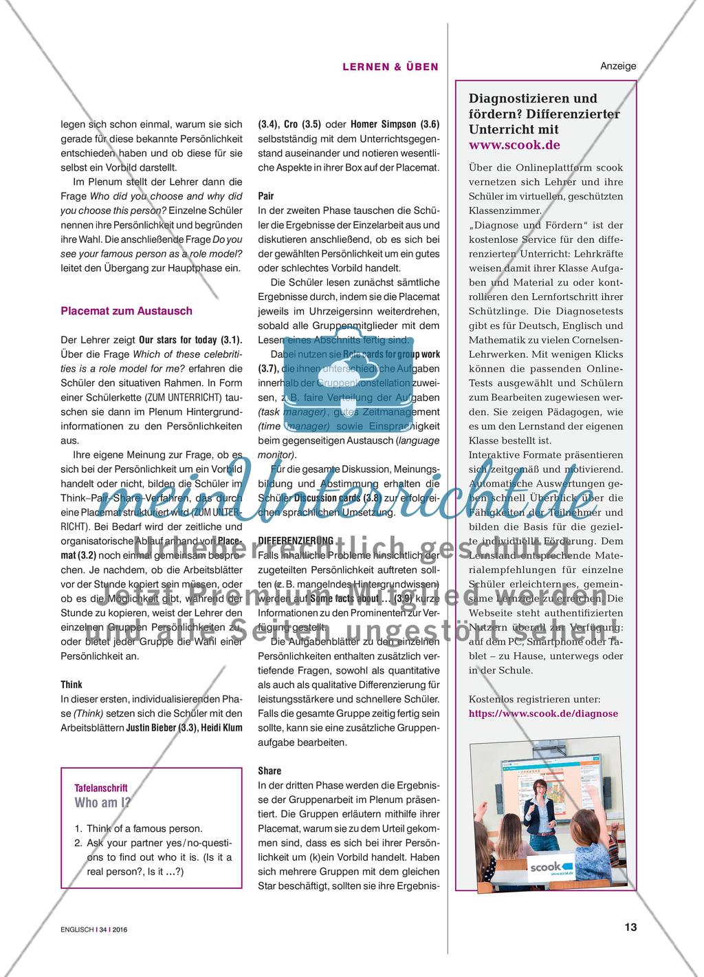 Celebrities in the media – my role models?: Sich kooperativ über die Vorbildrolle verschiedener Stars austauschen Preview 2