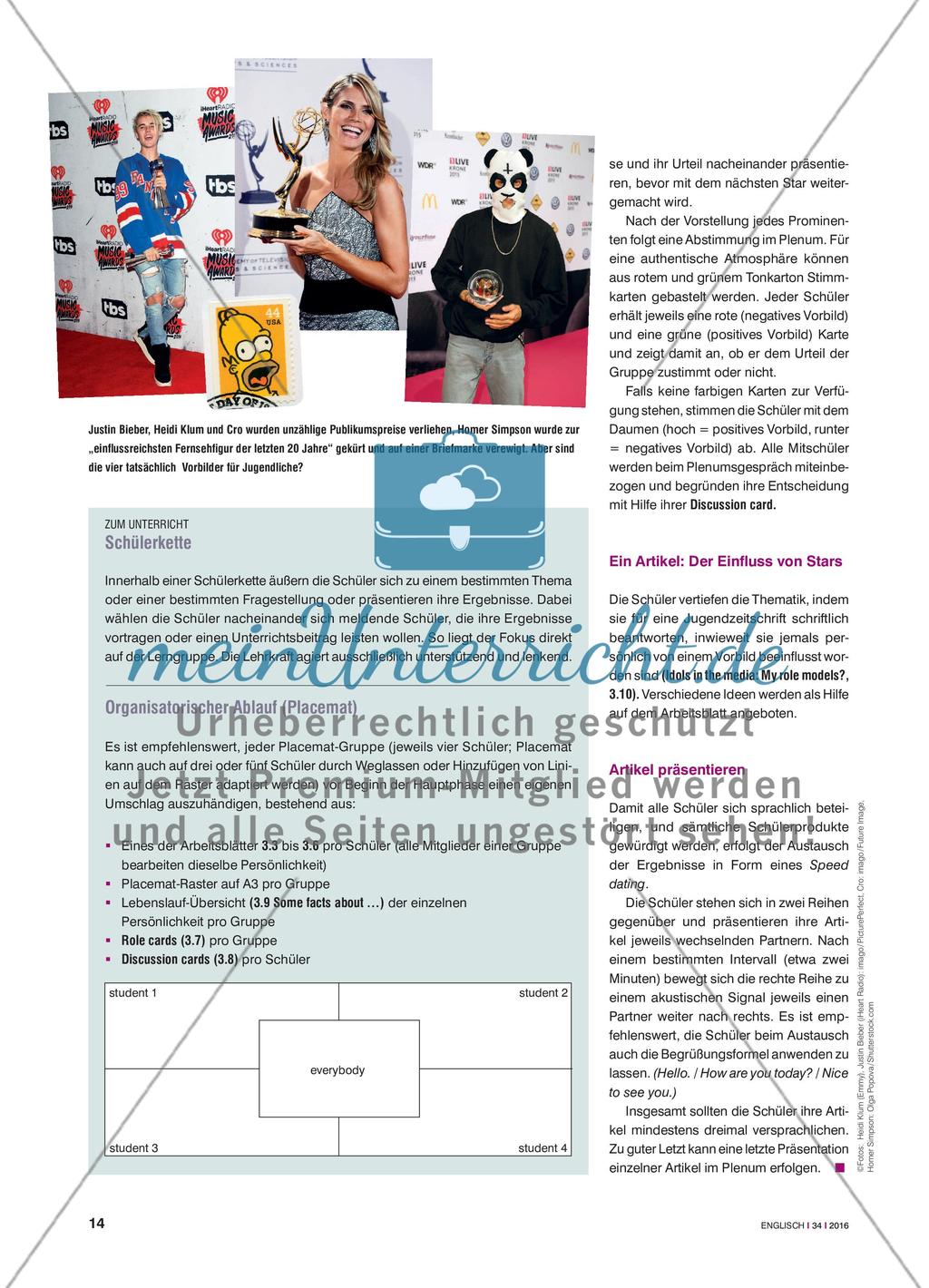 Celebrities in the media – my role models?: Sich kooperativ über die Vorbildrolle verschiedener Stars austauschen Preview 3