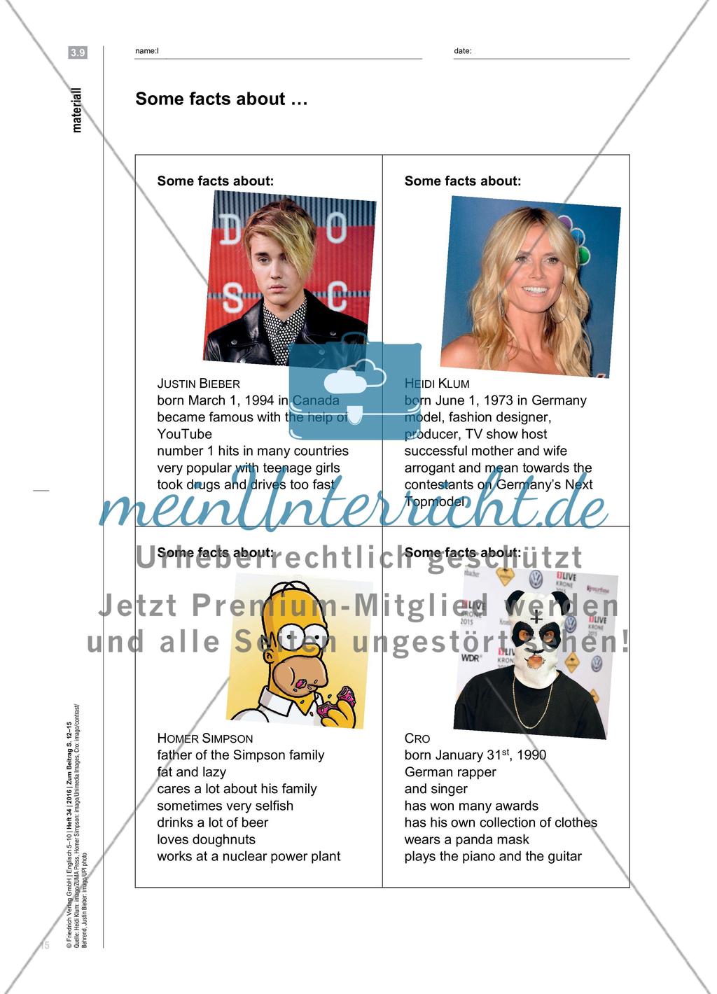 Celebrities in the media – my role models?: Sich kooperativ über die Vorbildrolle verschiedener Stars austauschen Preview 4