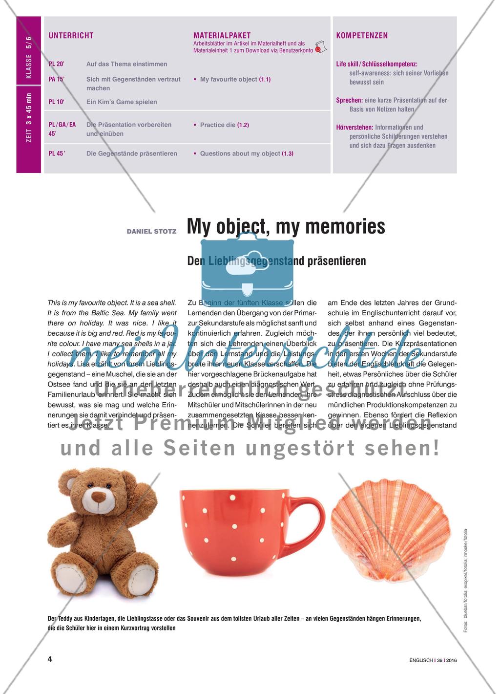 My object, my memories - Den Lieblingsgegenstand präsentieren Preview 1