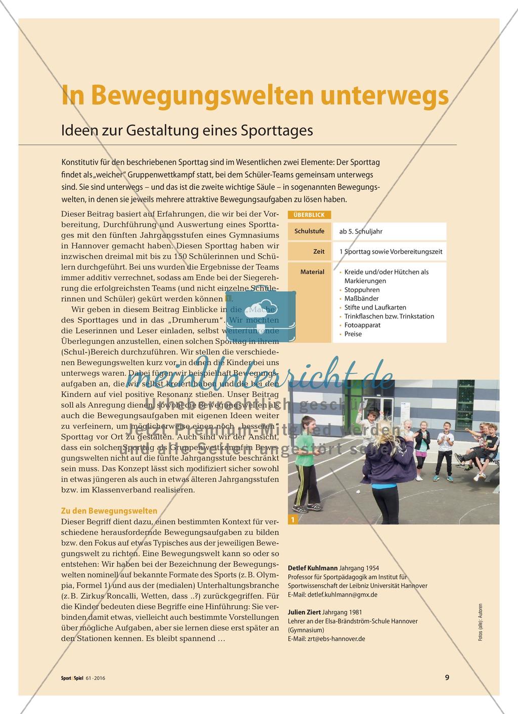 In Bewegungswelten unterwegs - Ideen zur Gestaltung eines Sporttages Preview 1