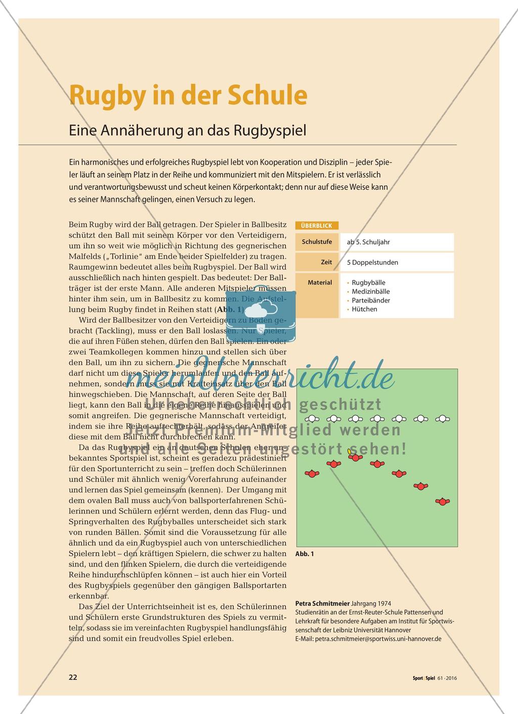 Rugby in der Schule - Eine Annäherung an das Rugbyspiel Preview 1