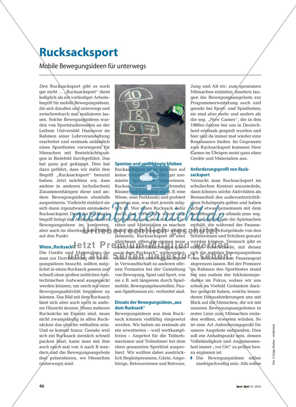 Rucksacksport - Mobile Bewegungsideen für unterwegs Preview 1