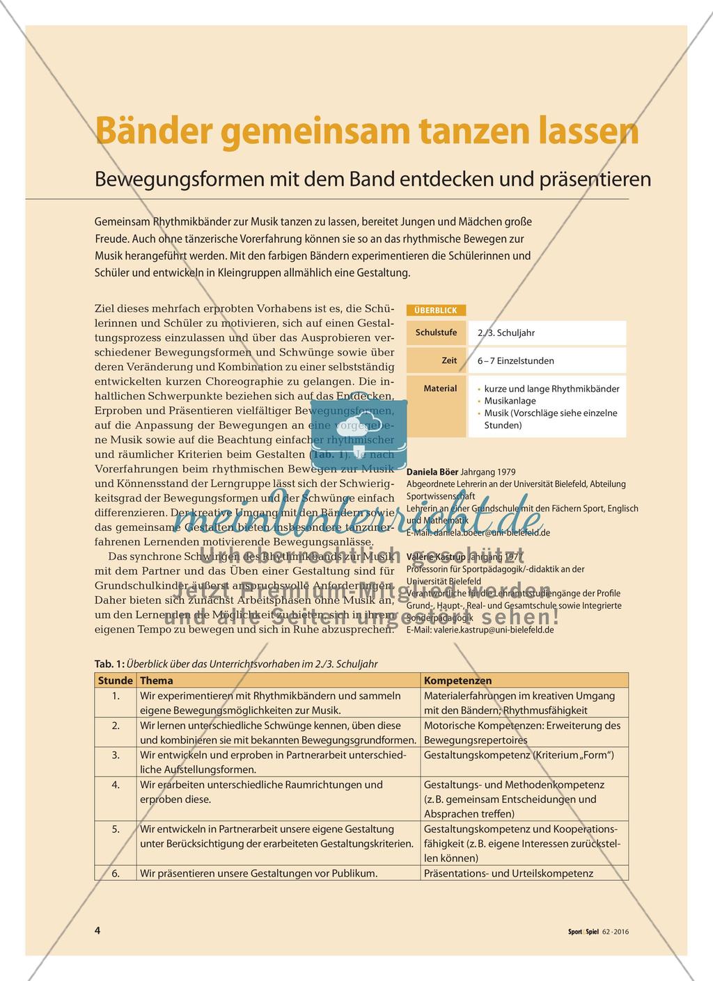 Bänder gemeinsam tanzen lassen - Bewegungsformen mit dem Band entdecken und präsentieren Preview 1