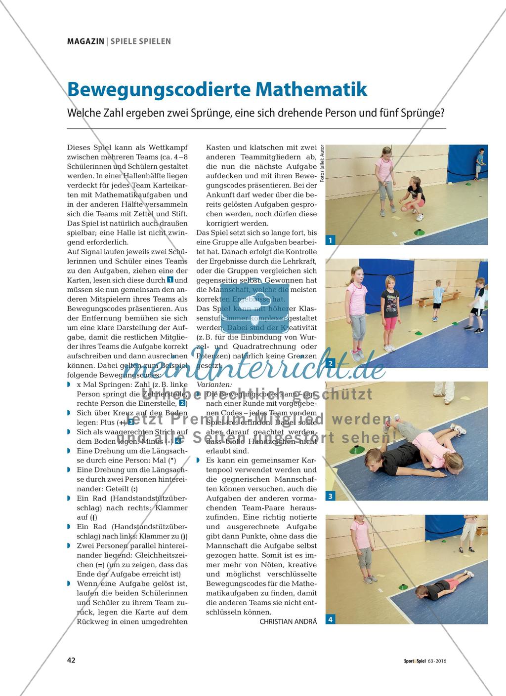 Bewegungscodierte Mathematik - Welche Zahl ergeben zwei Sprünge, eine sich drehende Person und fünf Sprünge? Preview 1