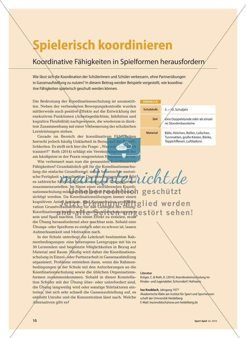 Schulung koordinativer Fähigkeiten in Spielformen Preview 1