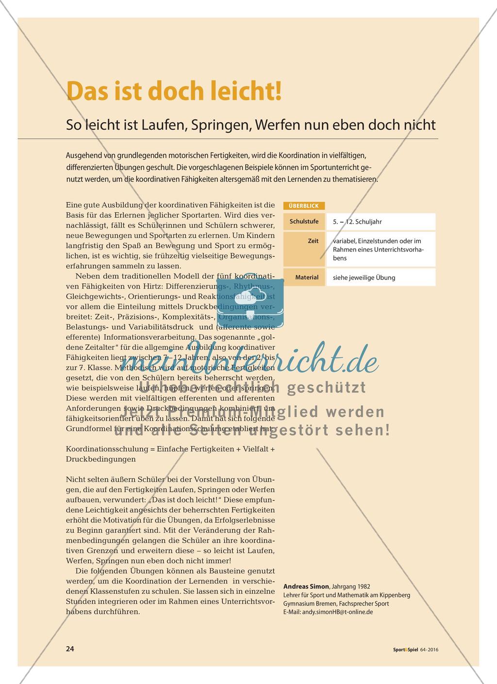 Koordinative Übungen zum Laufen, Springen und Werfen Preview 1
