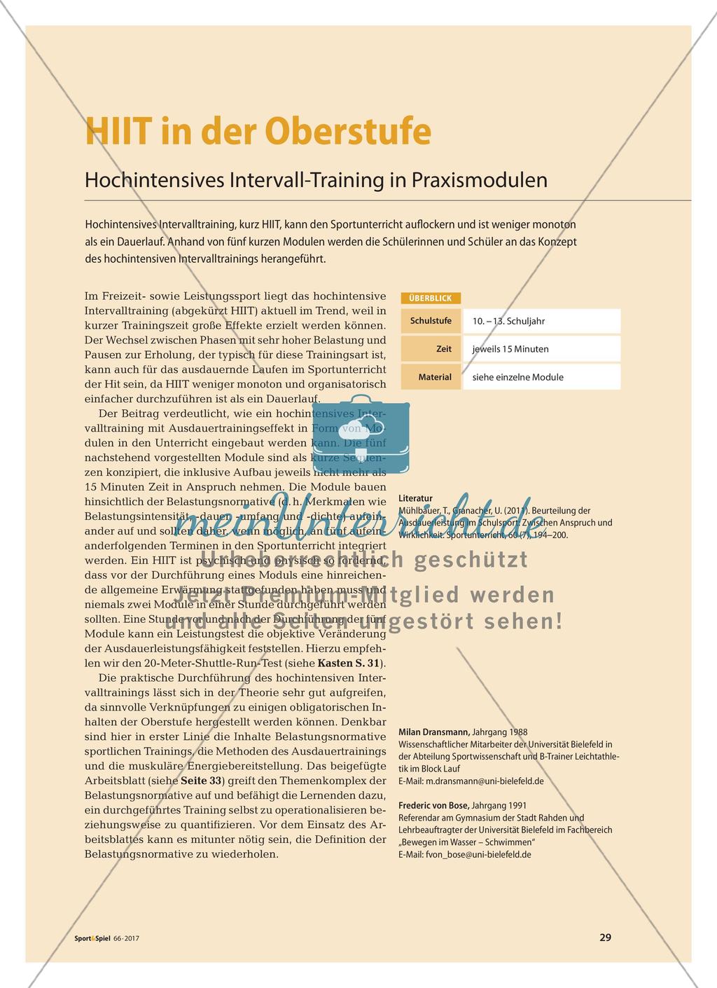 Hochintensives Intervall-Training in fünf Praxismodulen Preview 1