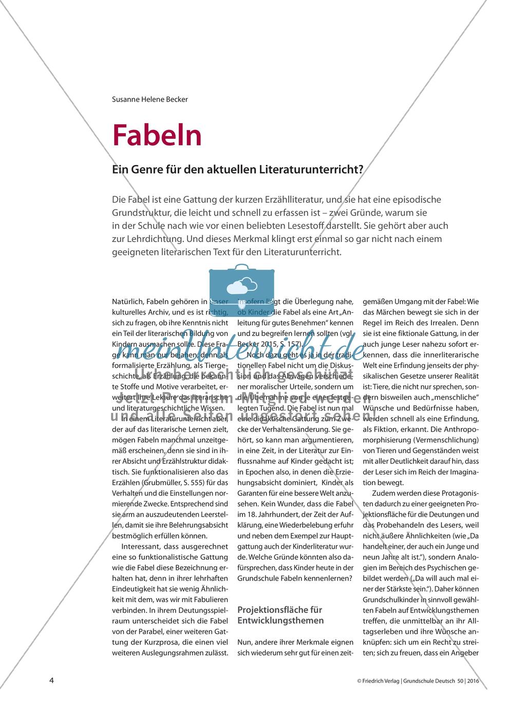 Fabeln - Ein Genre für den aktuellen Literaturunterricht? Preview 1
