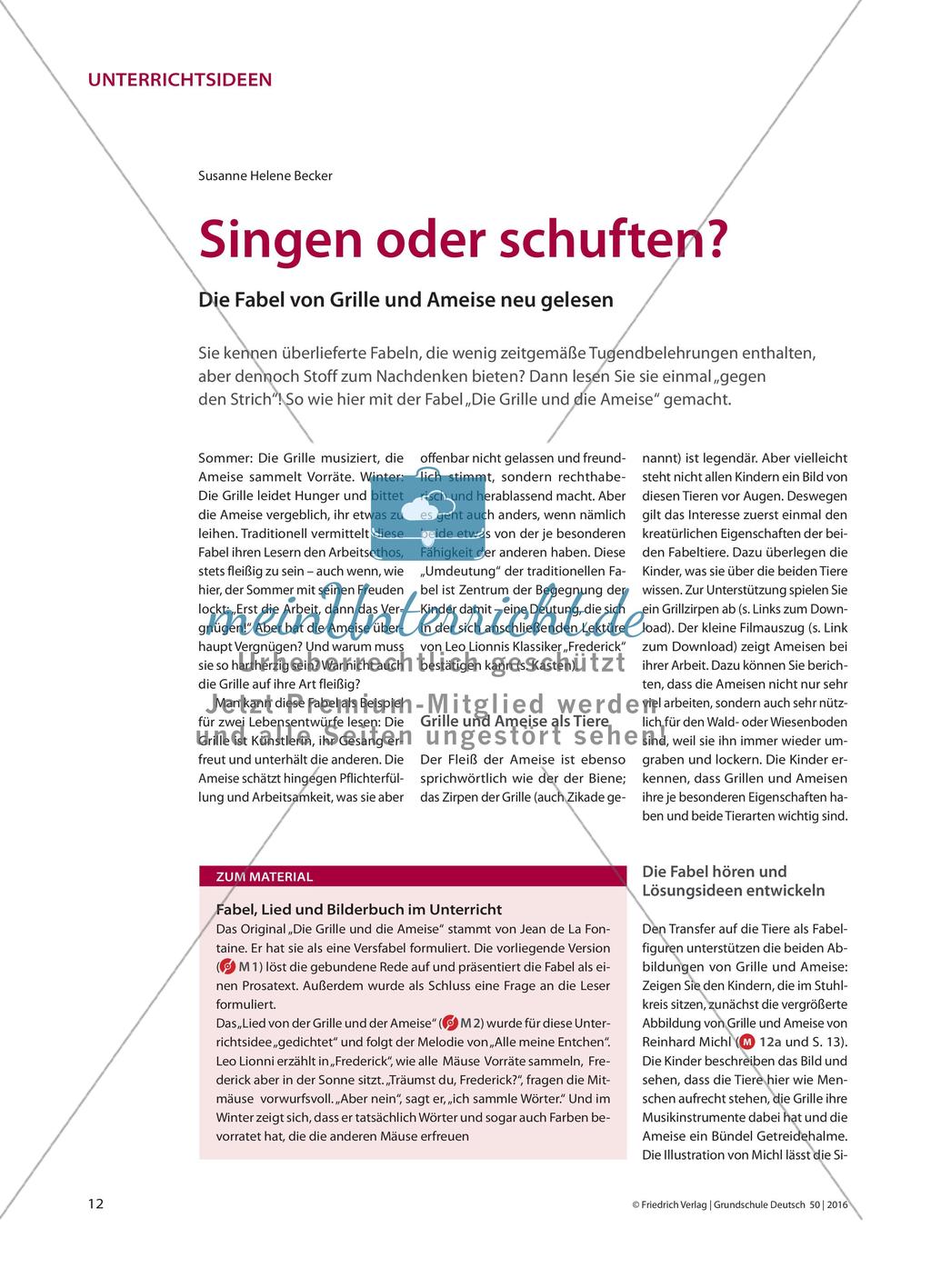 Singen oder schuften? - Die Fabel von Grille und Ameise neu gelesen Preview 1