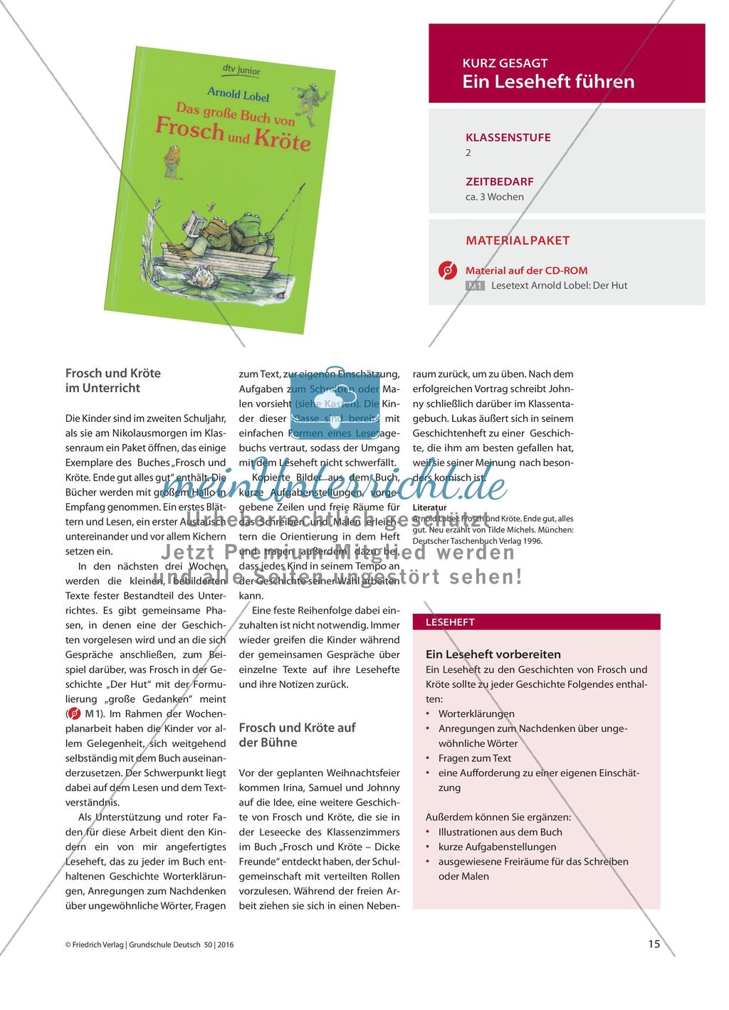Große Gedanken in kleinen Geschichten - Arnold Lobels Frosch und Kröte als Fabelfiguren Preview 2