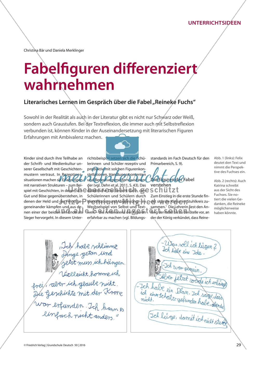 Fabelfiguren differenziert wahrnehmen - Literarisches Lernen im Gespräch über die Fabel „Reineke Fuchs“ Preview 1