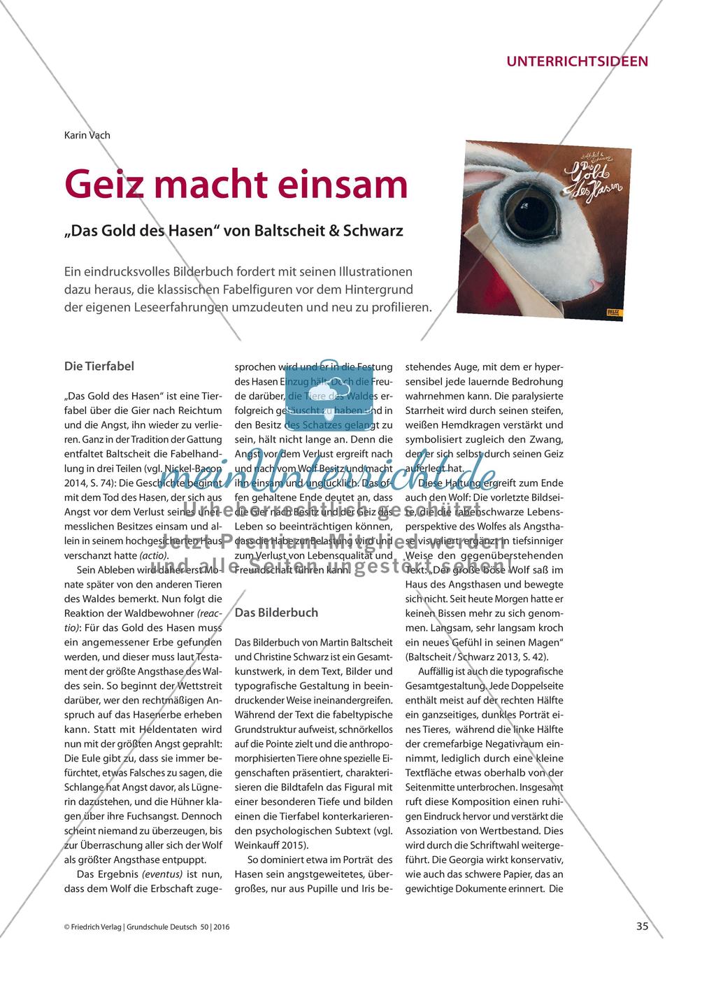 Geiz macht einsam - „Das Gold des Hasen“ von Baltscheit & Schwarz Preview 1