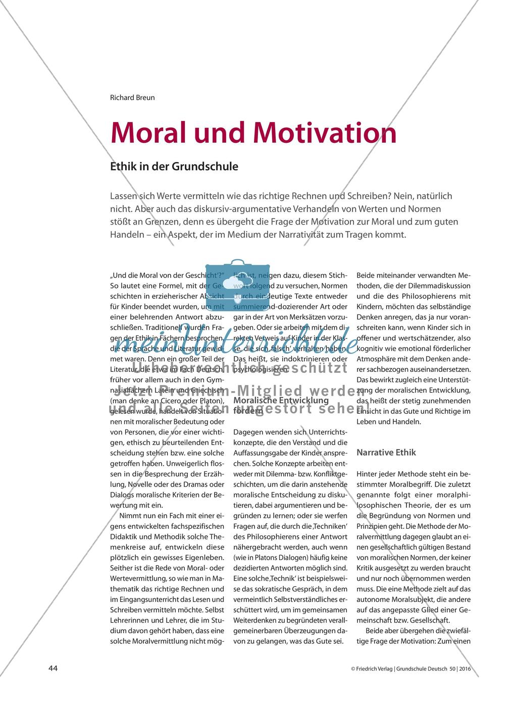 Moral und Motivation - Ethik in der Grundschule Preview 1