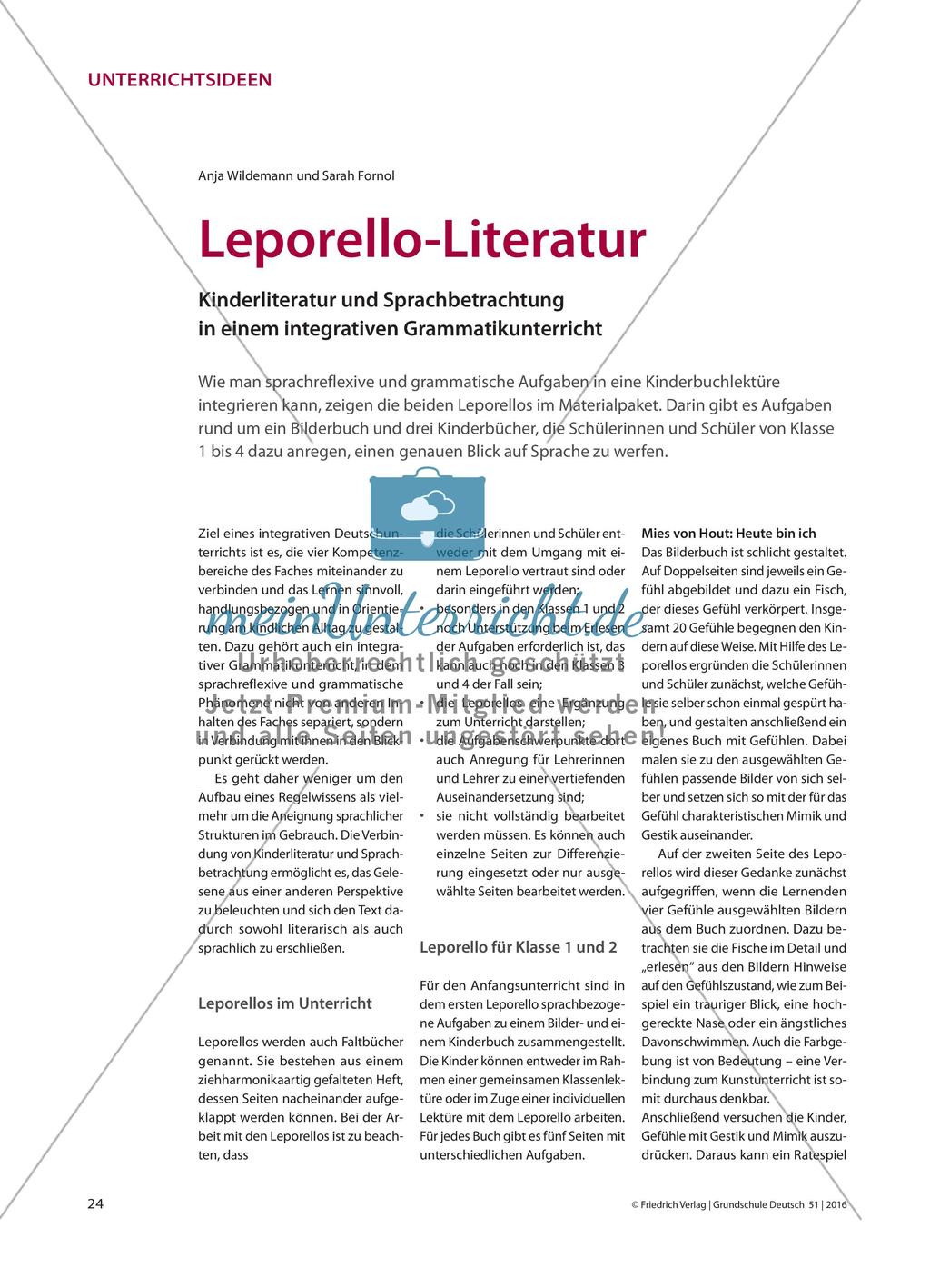 Leporello-Literatur - Kinderliteratur und Sprachbetrachtung in einem integrativen Grammatikunterricht Preview 1