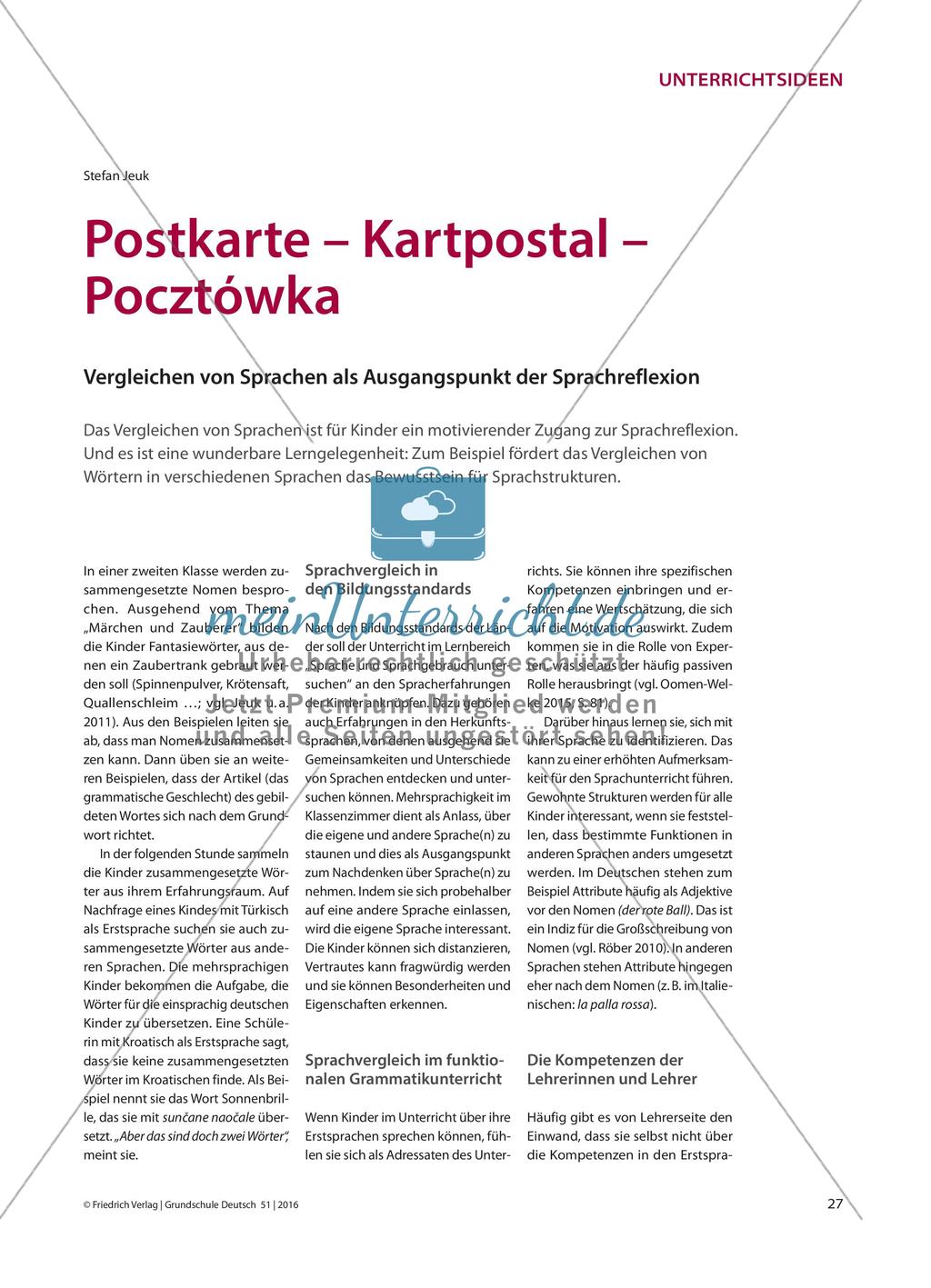 Postkarte – Kartpostal – Pocztόwka: Vergleichen von Sprachen als Ausgangspunkt der Sprachreflexion Preview 1