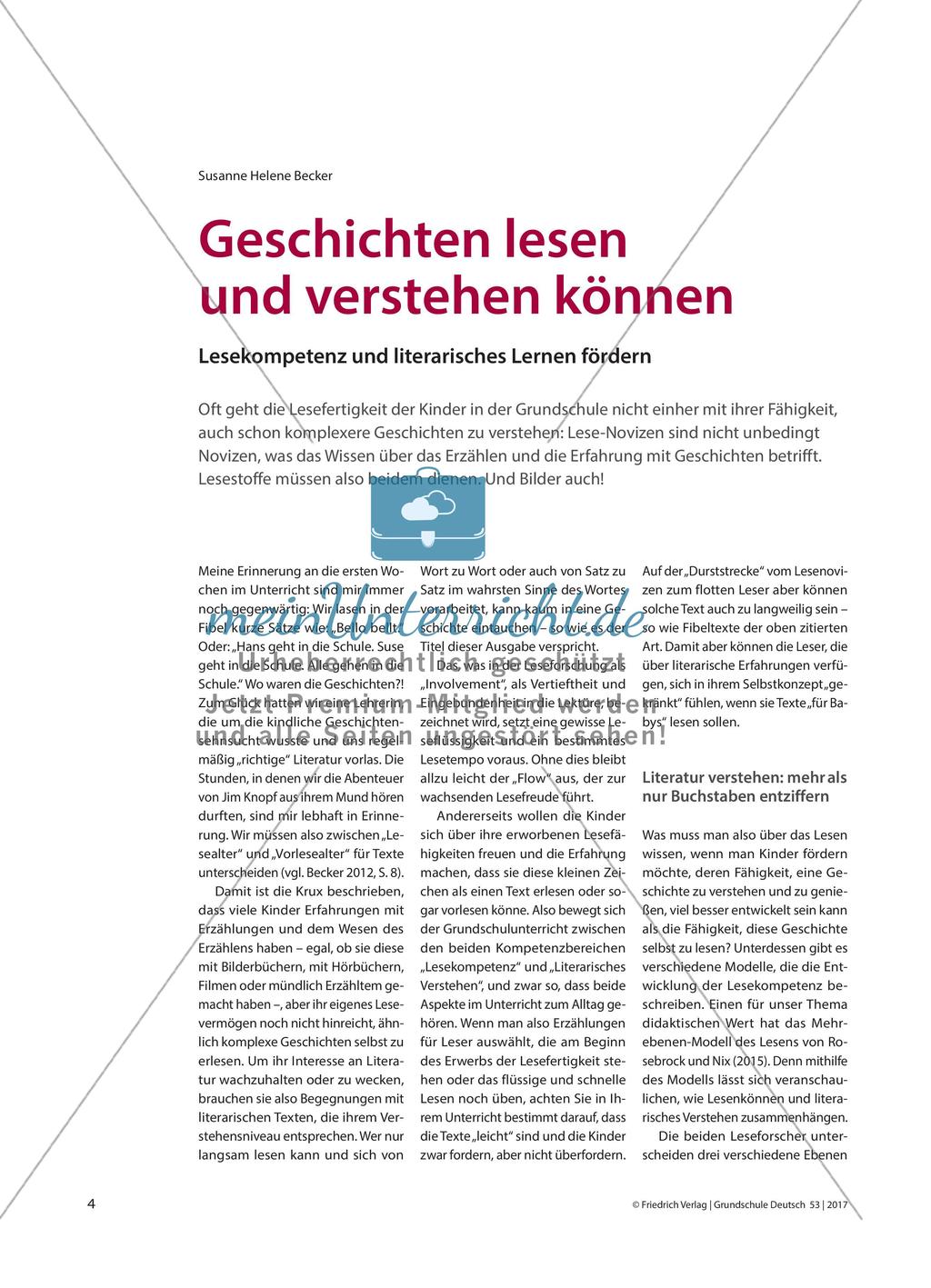 Geschichten lesen und verstehen können - Lesekompetenz und literarisches Lernen fördern Preview 1