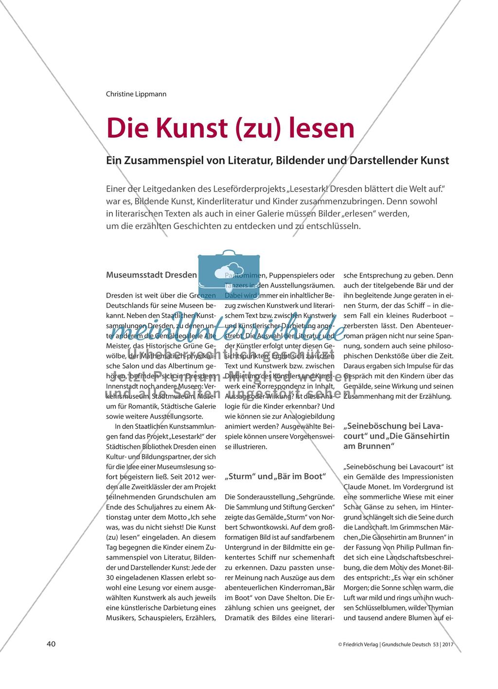 Die Kunst (zu) lesen - Ein Zusammenspiel von Literatur, Bildender und Darstellender Kunst Preview 1
