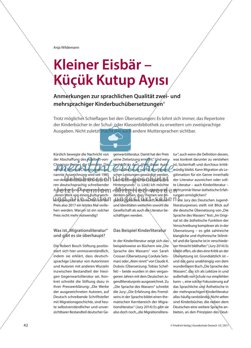Kleiner Eisbär – Küçük Kutup Ayısı: Anmerkungen zur sprachlichen Qualität zwei- und mehrsprachiger Kinderbuchübersetzungen Preview 1